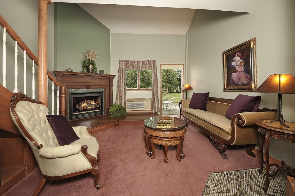 View of the living room of the Napoleon Suite