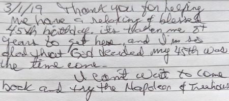 written guest testimonial